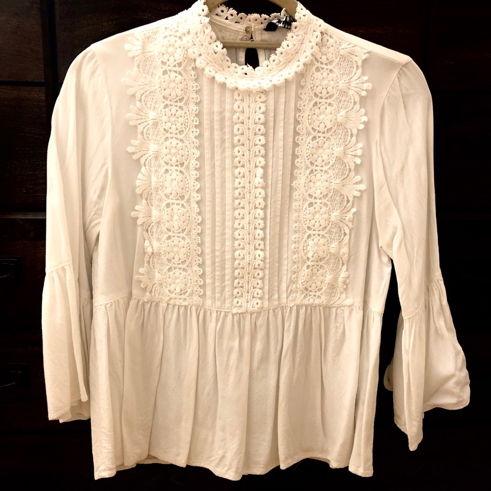 Zara Women’s White High Neck Blouse